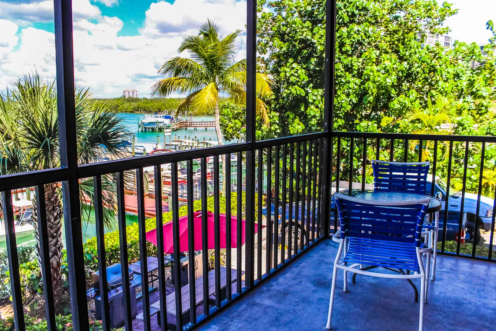 A vibrant balcony view at VRI's Bonita Resort and Club in Florida.